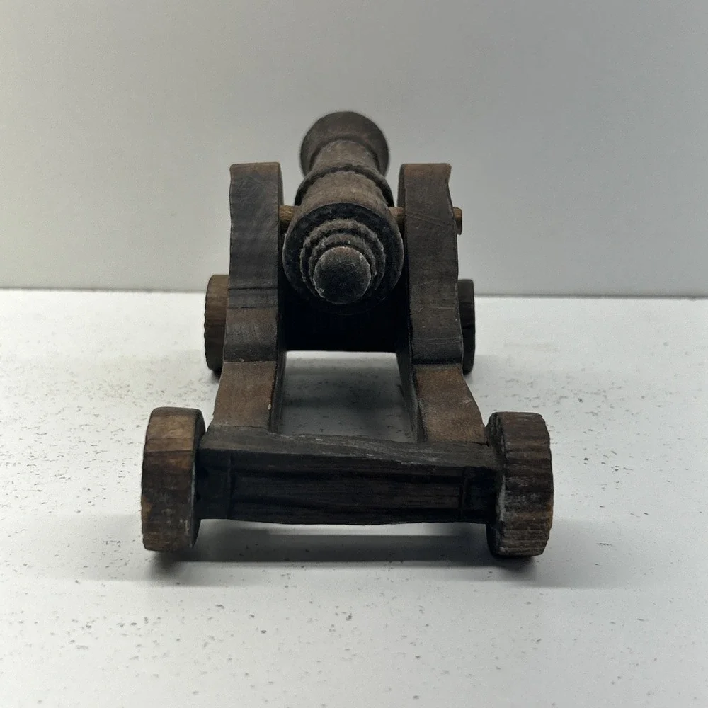 Vintage Hand Carved Wooden Decorative Cannon Model 1432 Made In Spain